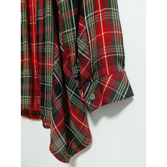 J Jill Womens Button Up Long Sleeve Blouse Red Green Black Plaid Rayon Small NWT - Picture 6 of 7